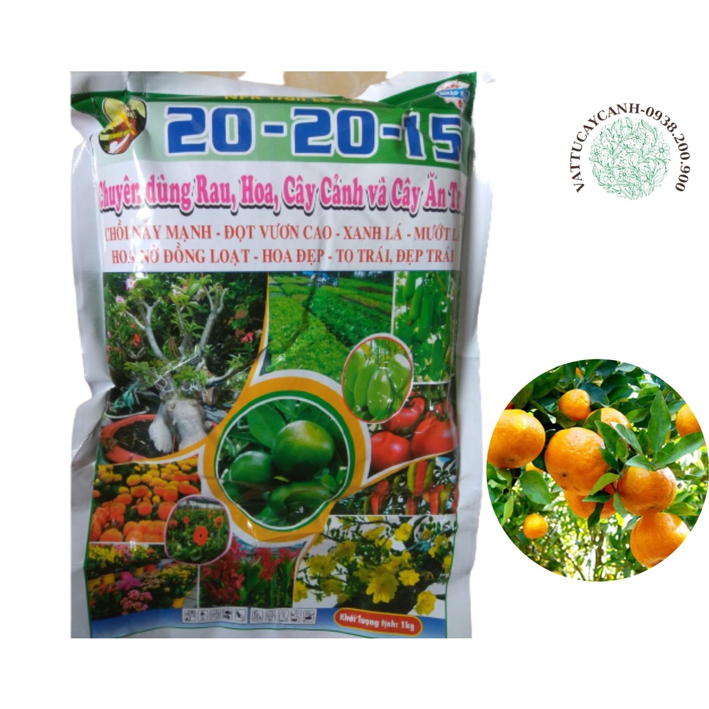Phân bón NPK 20-20-15 - gói 1 kg BIOMAX