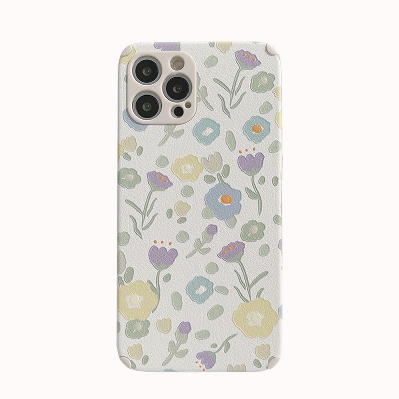 Ốp điện thoại da họa tiết hoa bảo vệ camera thích hợp cho Iphone 14 13 Mini 12 Pro Max 11 X Xs Xr 8 7 Plus