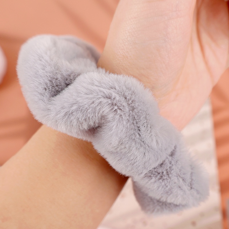 Dây buộc tóc vải nhung co giãn màu sắc đơn giản dành cho nữ