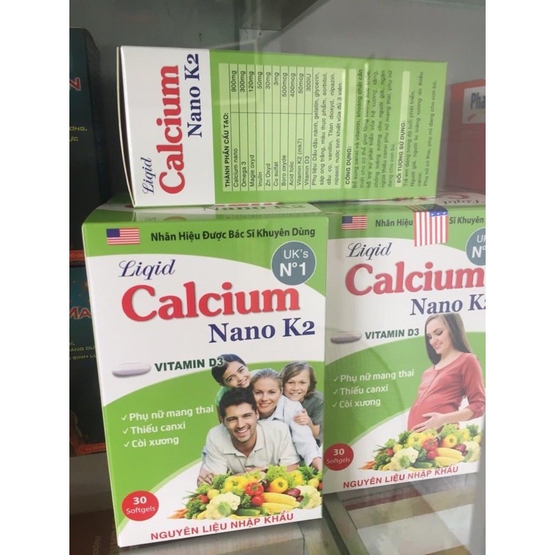 Viên uống bổ sung Calcium Nano K2 bổ sung calci, vitamin D3 ngăn ngừa thiếu hụt canxi