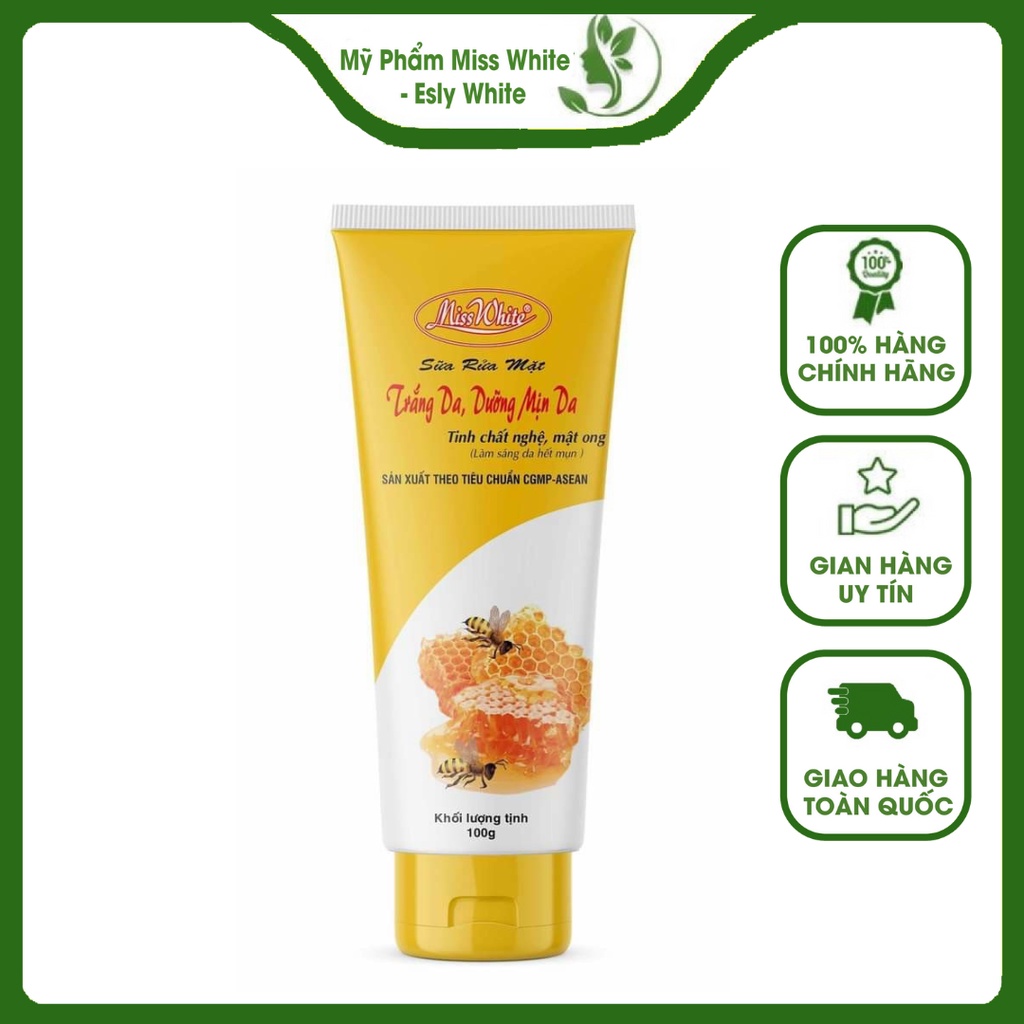 Sữa Rữa Mặt Trắng Da Dưỡng Mịn Da Miss White 100g Làm Sạch Các Tế Bào Chết Trên Da