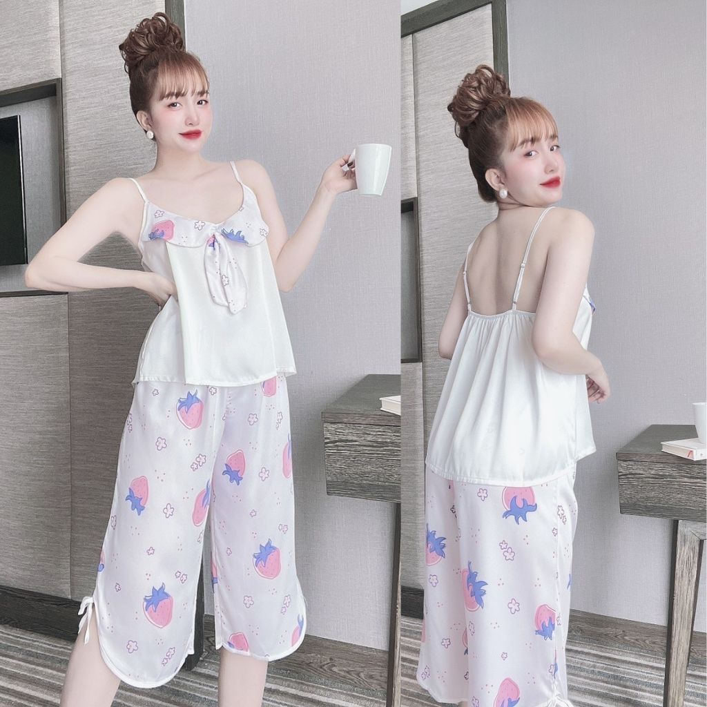 Đồ Ngủ Nữ, Đồ Ngủ Sexy lụa Latin cao cấp mềm mại xinh xắn &lt; 63KG