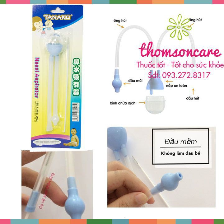Hút mũi Tanako cho bé, dụng cụ vệ sinh mũi cho trẻ, đầu hút mềm