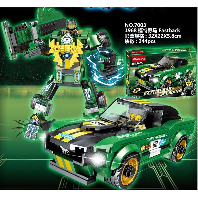 Xếp Hình Ninjago Siêu Xe + Robot 2 trong 1 Màu Xanh lam. Lego lắp ráp đồ chơi cho bé trai