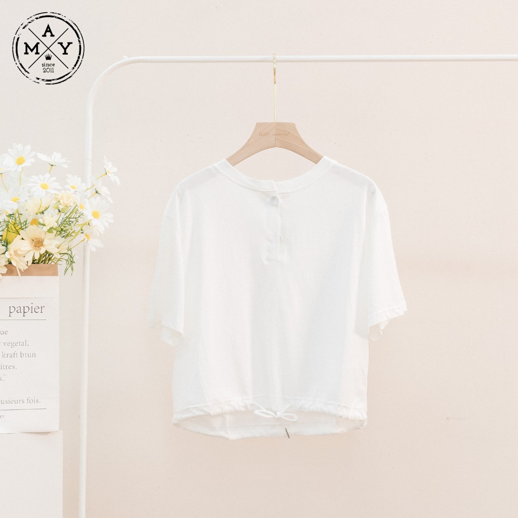 Áo Thun Nữ Tay Lỡ MAY.SINCE2011 Dáng Croptop Suông Cúc Ngực Bo Gấu Chất Liệu Cotton Cho Nữ MAH05-0342