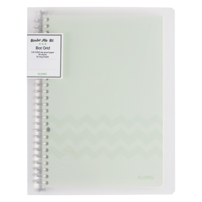 Sổ binder Klong còng sắt B5 80 tờ - 160 trang Dot grid 26 chấu kèm 5 tab phân trang VPPTUEMINH, dễ refill Klong MS 551