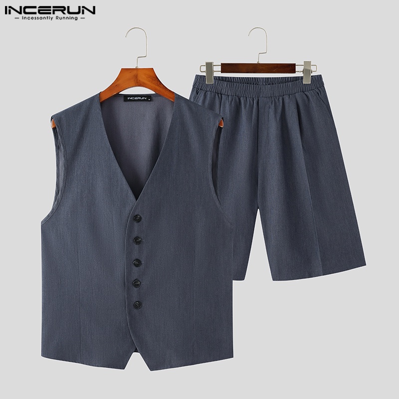 Áo ghile + quần short INCERUN thời trang lịch lãm cho nam