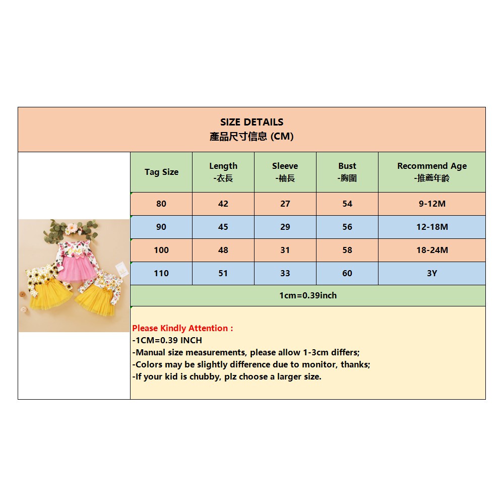 Đầm xòe công chúa MIKRDOO tay dài bằng vải tuyn in hoa vàng trang phục ngày lễ cho bé gái sơ sinh 0-3 tuổi