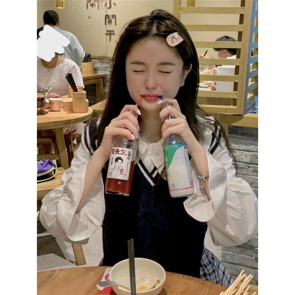 SET 3 MÓN: SƠ MI TRẮNG CỔ BÈO KÈM GILE NGOÀI + CHÂN VÁY CARO XẾP LY🧸 | BigBuy360 - bigbuy360.vn