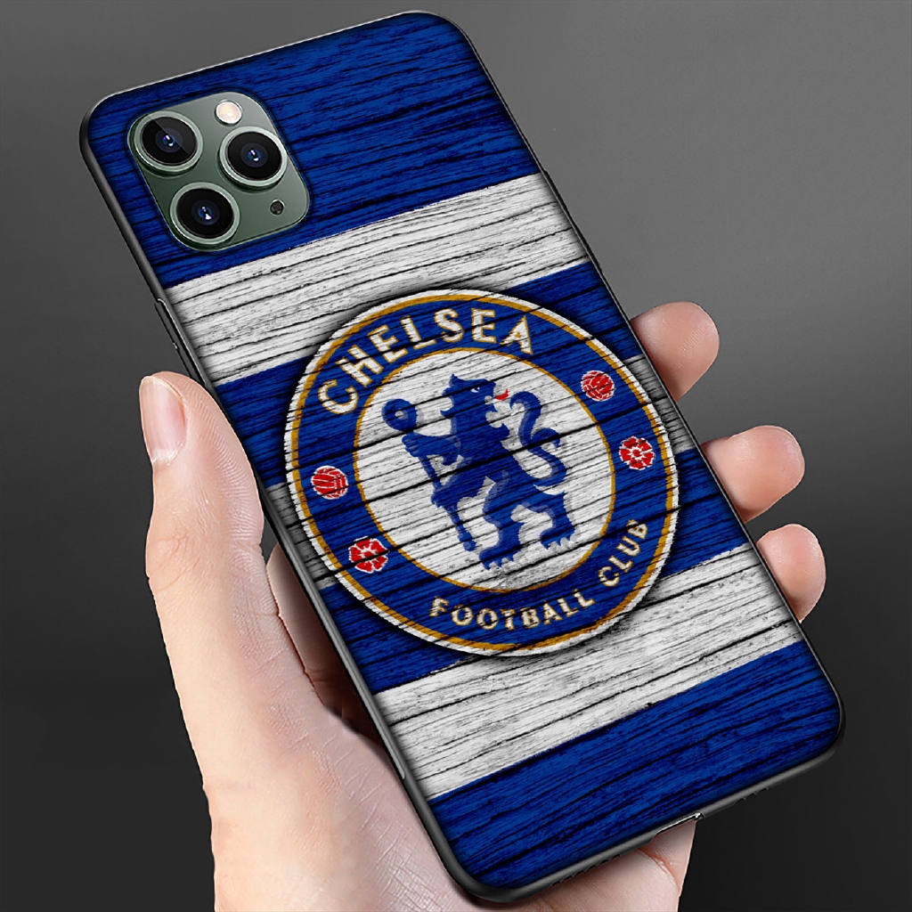 Ốp điện thoại TPU silicon đen mềm in hình logo đội bóng Chelsea cho iPhone 11 Pro XR X XS Max 6 6s 7 8 Plus