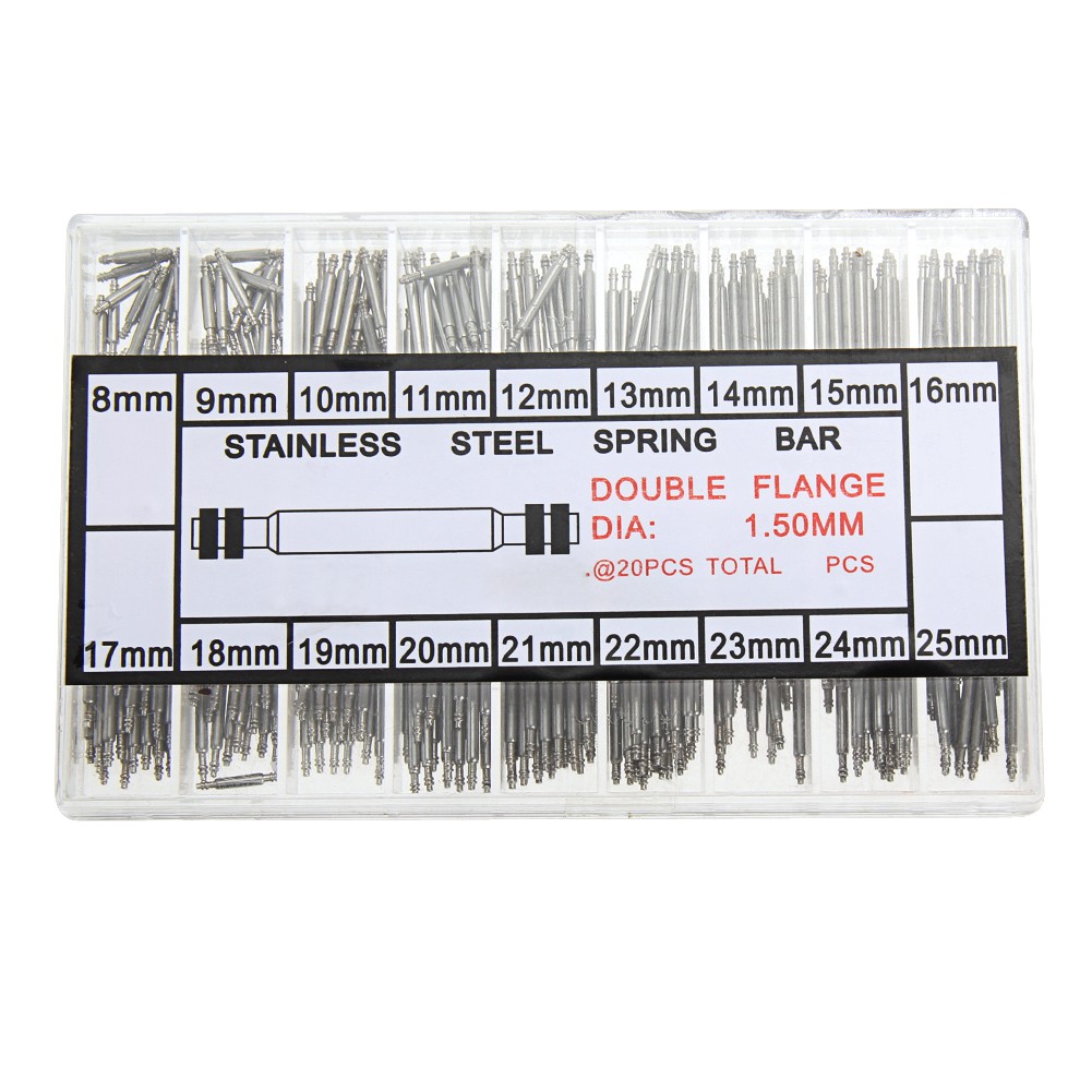 DECEBLE 360pcs 8-25mm Watchband Stainless Steel Spring Bars Repair Strap Link Pins
