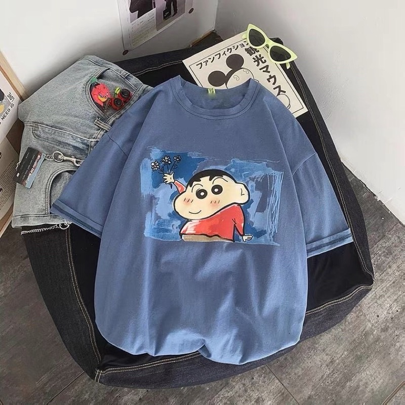 Áo thun tay lỡ nam nữ, áo phông unisex form rộng chất cotton mát mịn thấm hút mồ hôi in hình shin mập
