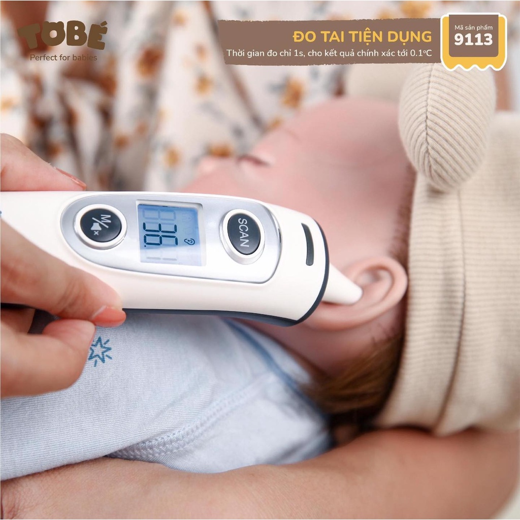 Nhiệt kế hồng ngoại Prime Tobe cao cấp tiện dụng cho mẹ và bé đo chính xác kết quả nhanh chính hãng 9113