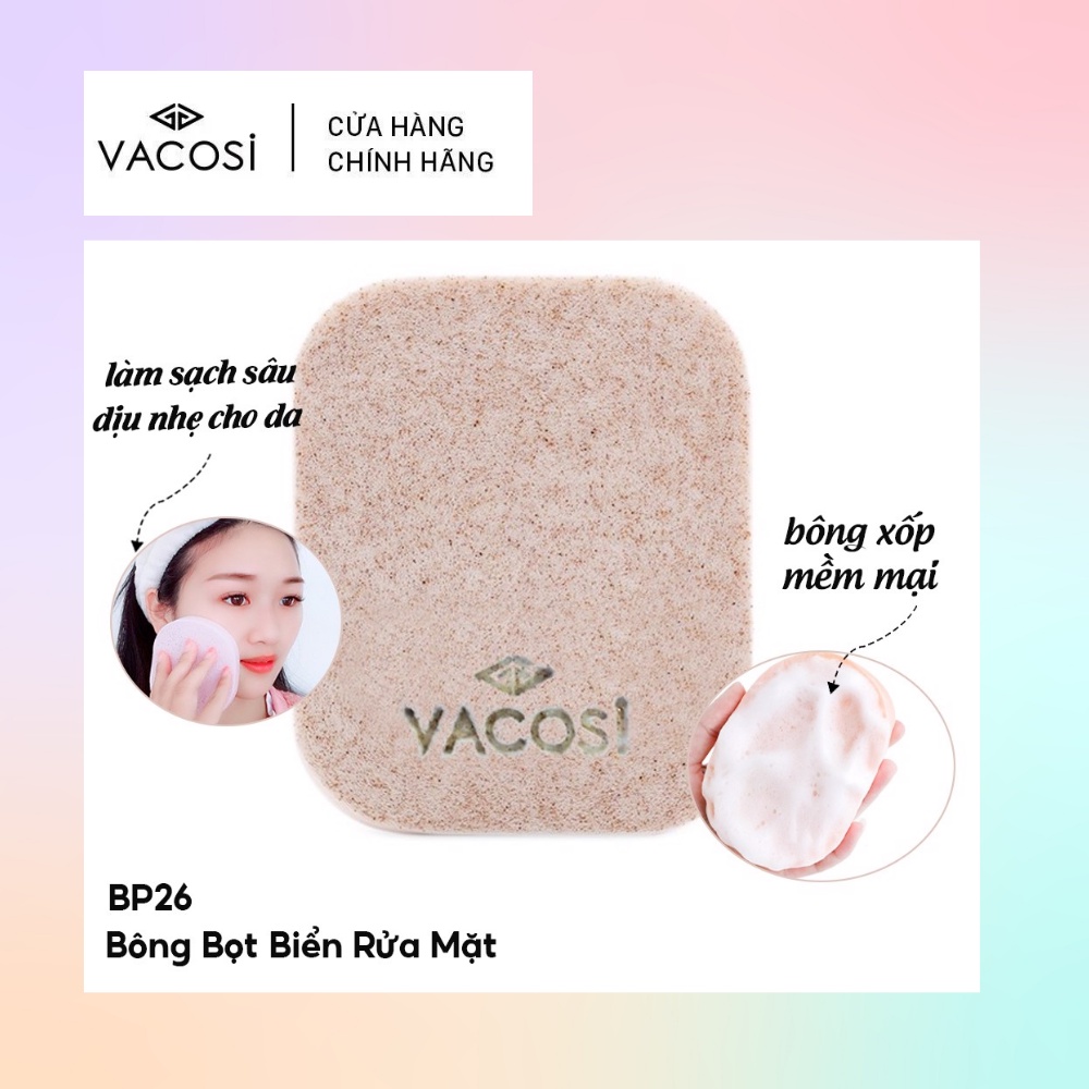 Bông bọt biển rửa mặt Vacosi Pink Cleansing Sponge BP26 giúp da sạch hơn