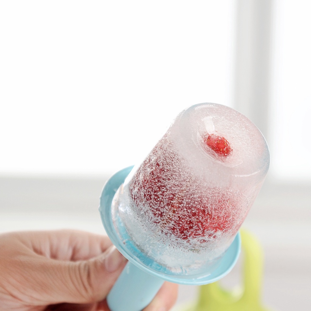 Bộ 2 Khuôn Silicone Làm Kem Que Mini Có Nắp Đậy