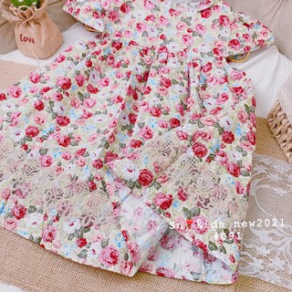Váy hoa đáp ren cho bé gái (20-30kg)