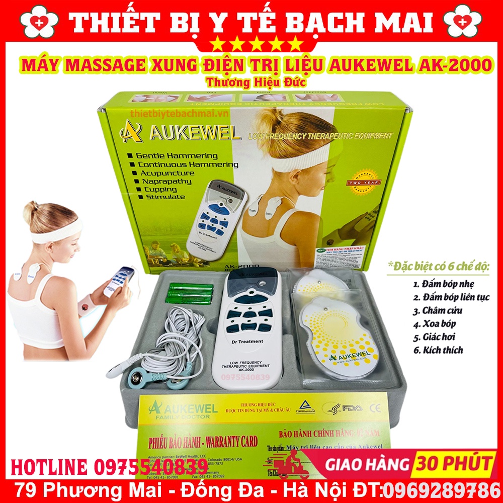 [ComBo] Máy Massage Trị Liệu Xung Điện Thương Hiệu Đức Aukewel AK-2000 Và 2 Cặp Miếng Dán