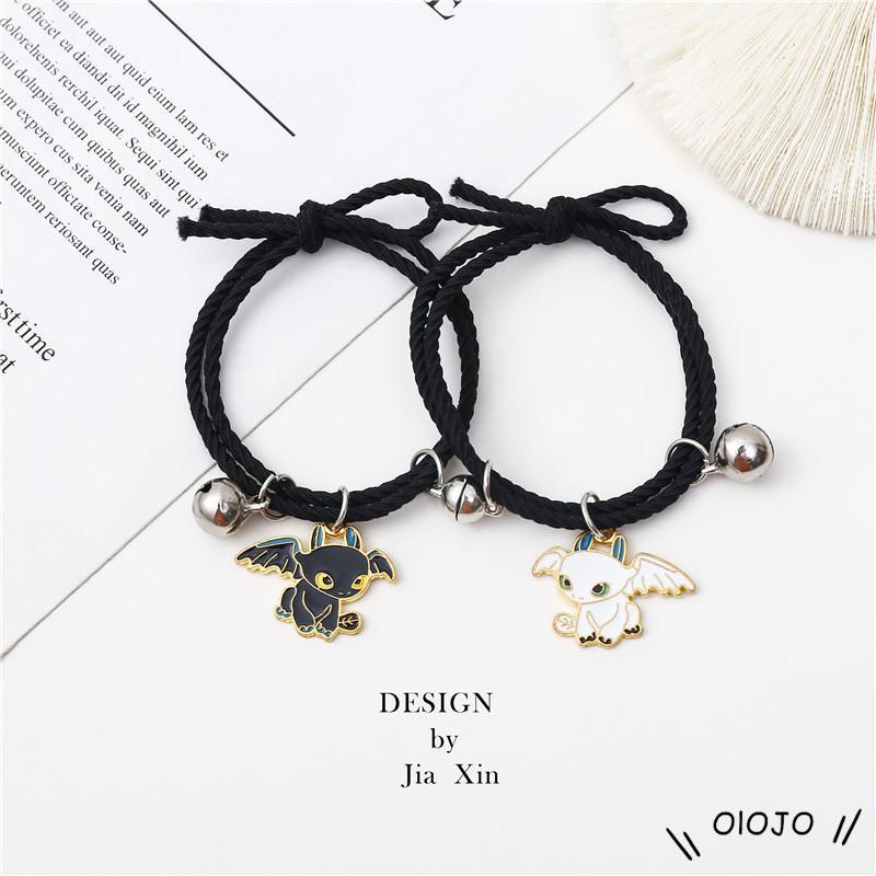 (OLOJO.vn) Vòng Tay Cặp Dây Nam Châm Bằng Nam Châm Màu Trắng Đen Cho Cặp Đôi Tình Bạn Không Răng