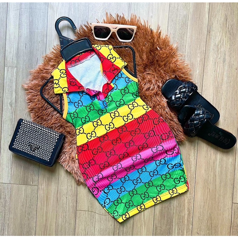 Đầm body cầu vòng cho be gái