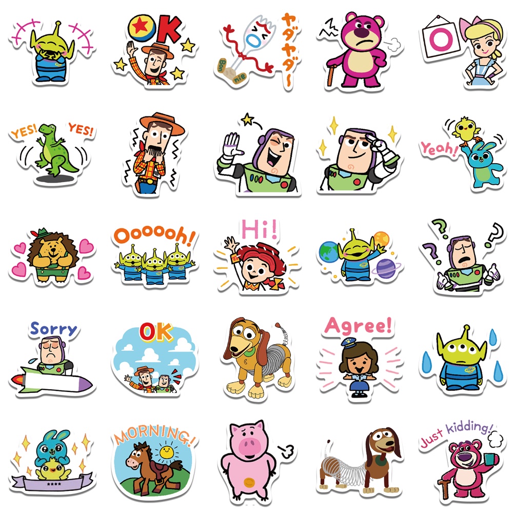 Bộ 50 Miếng Dán Hoạt Hình Disney Chống Nước Trang Trí Laptop/Guitar/Điện Thoại/Ván Trượt Không Thấm Nước