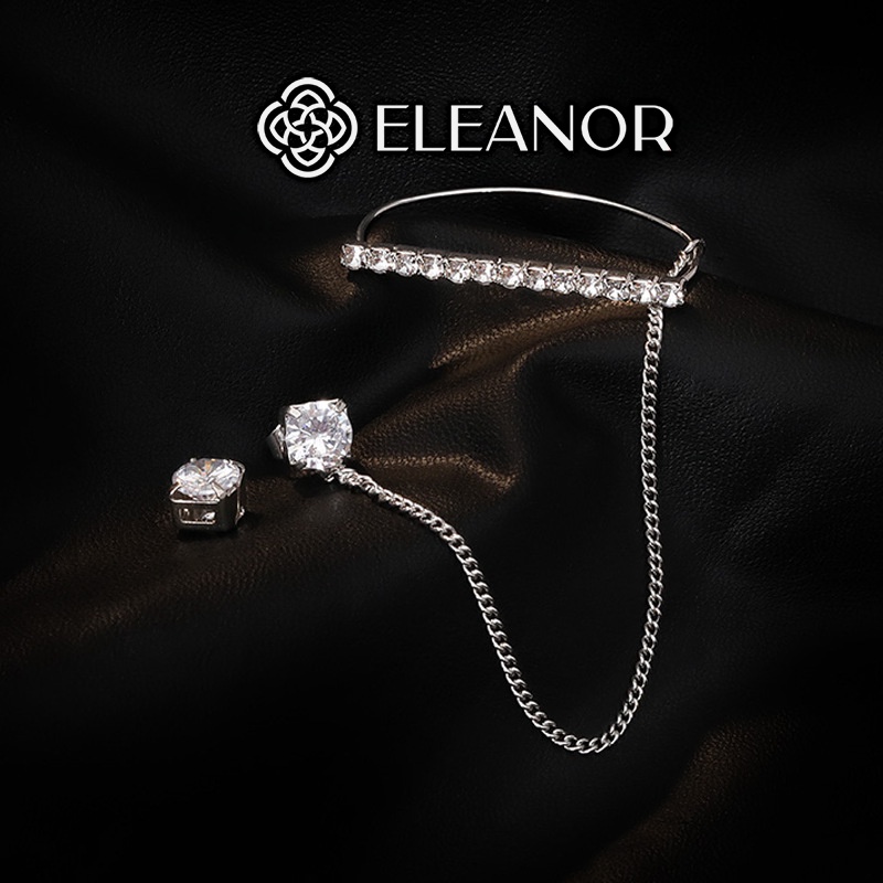 Bông tai nữ Eleanor Accessories gắn vành đính đá phụ kiện trang sức cá tính hiện đại ( một chiếc )