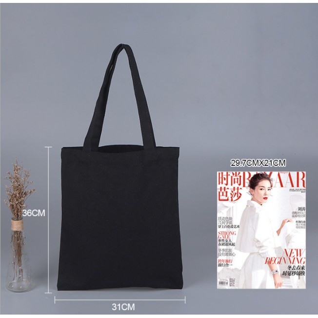 [Giá sỉ] Túi vải bố Túi vải Canvas trơn màu Đen không khóa kéo