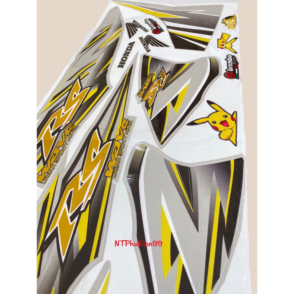 Tem Wave RS Ghép Crom lên cho 50cc, 100, 110 Tem 3 Lớp Siêu Đẹp