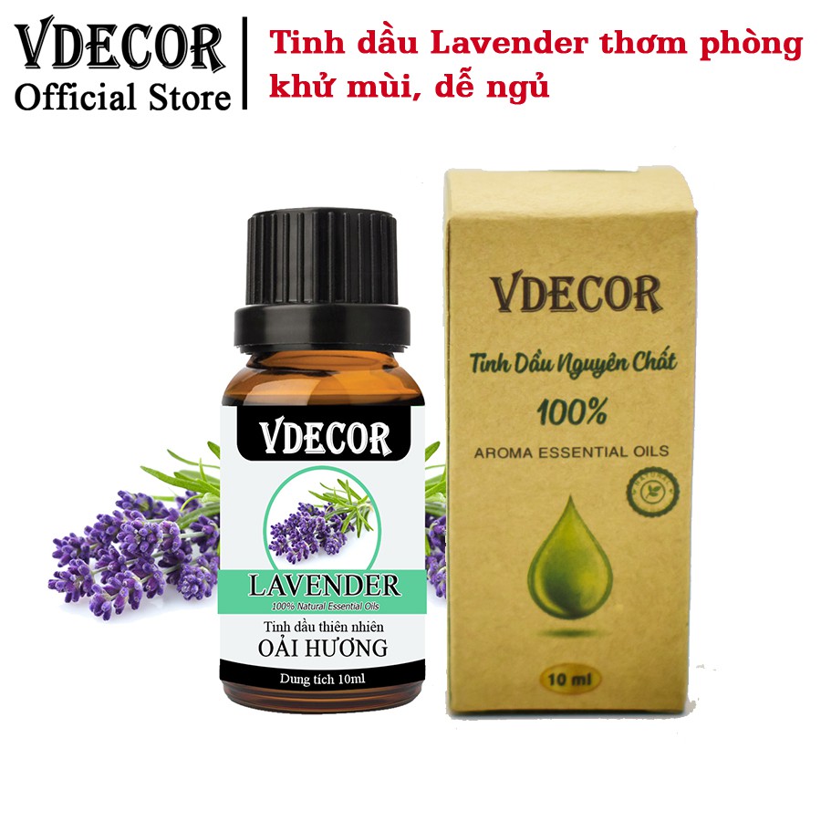 Tinh Dầu Hoa Oải Hương Lavender VDECOR Nguyên Chất 100% từ Thiên Nhiên (10ml)