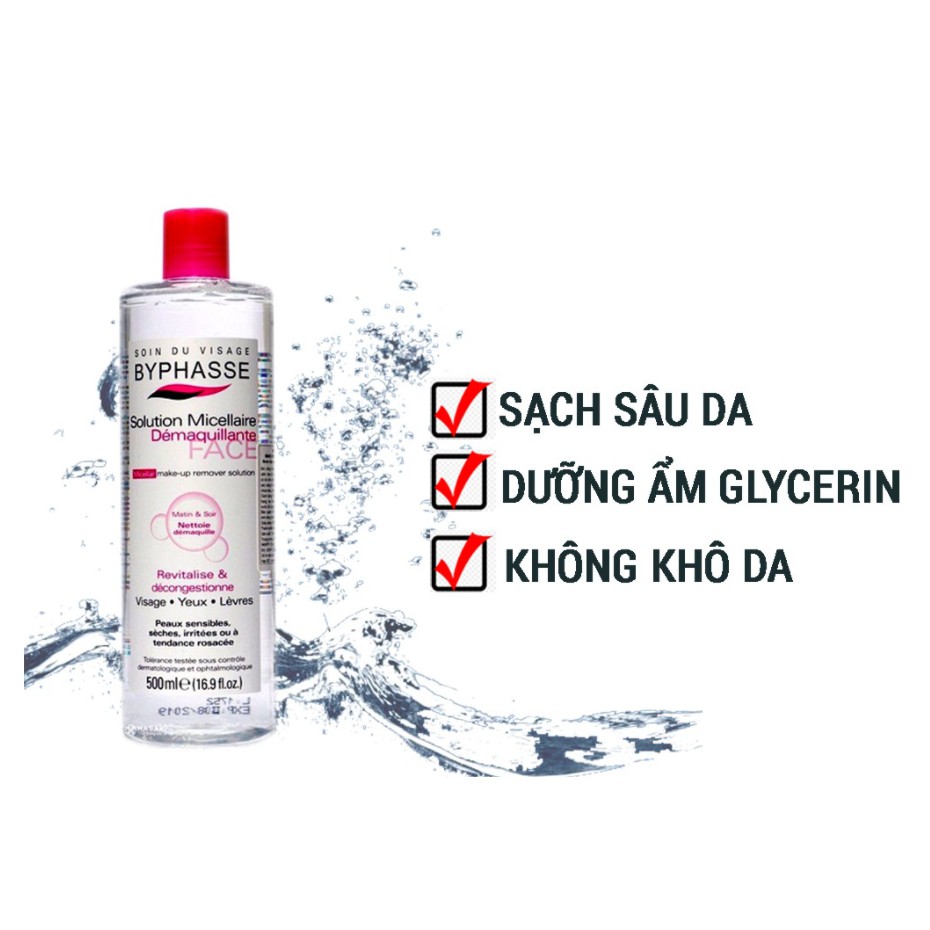 Nước Tẩy Trang Byphasse Solution Micerallaire Face Mẫu Mới, làm sạch da, phù hợp với mọi loại da 500ml