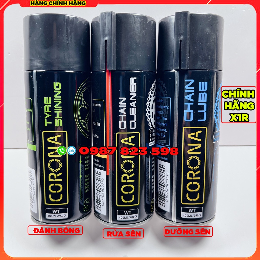 Bộ 3 Bảo Dưỡng Nhựa Nhám, Dưỡng Sên, Rửa Sên Thương Hiệu Corona - Bảo vệ Nhông Sên Dĩa