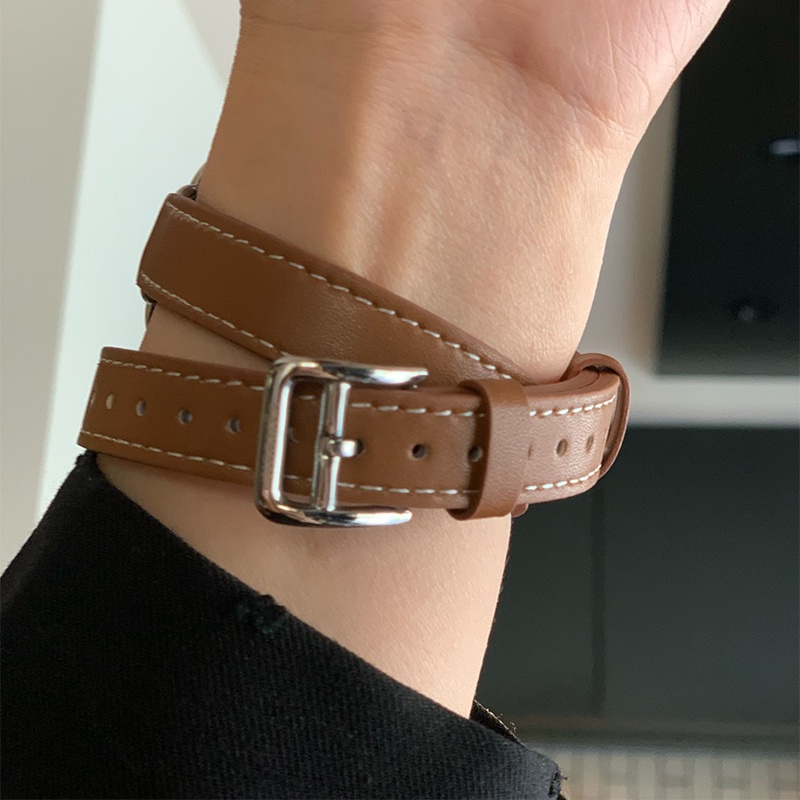 Dây Đeo Bằng Da Cho Đồng Hồ Thông Minh Apple Watch 45mm 42mm 44mm Series 7 6 Se 5 4 3 2 for Iwatch 6 38mm 40mm 41mm