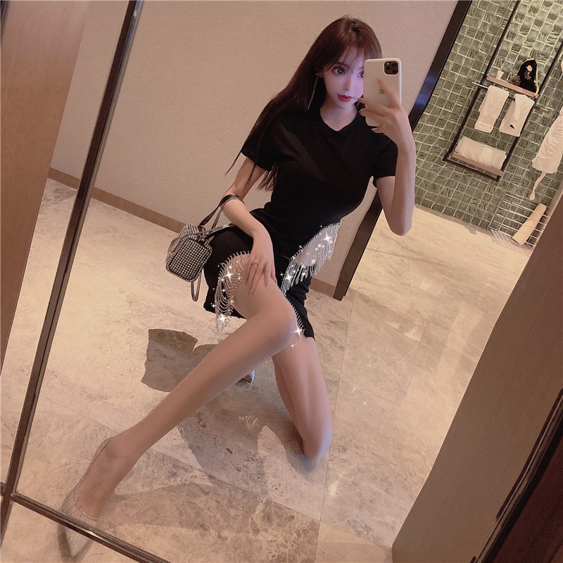 Set Áo Thun Ngắn Tay + Chân Váy Tua Rua Phong Cách Hàn Quốc Dành Cho Nữ