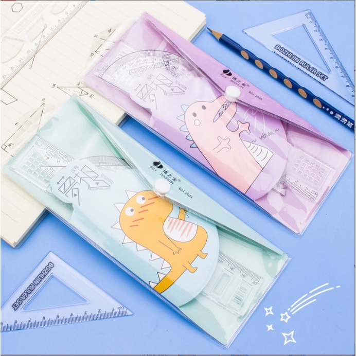 Bộ eke học tập nhựa cao cấp hình khủng long dễ thương BAG U EKEKHUNGLONG14