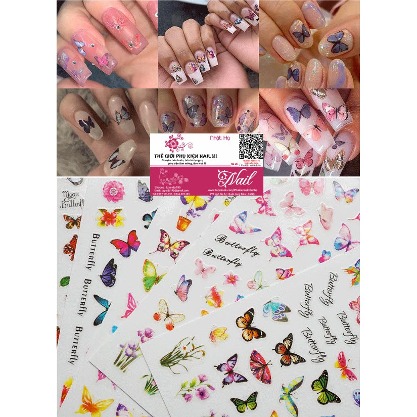 Nail Sticker Mẫu Bướm Tuyệt Đẹp - Trang Trí Dán Móng Tay Dễ Thương