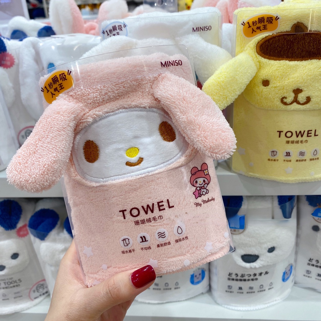 SANRIO Miniso Khăn Tắm Vải Nhung San Hô Mềm Mại Thấm Hút Tốt Dành Cho Cún Cưng