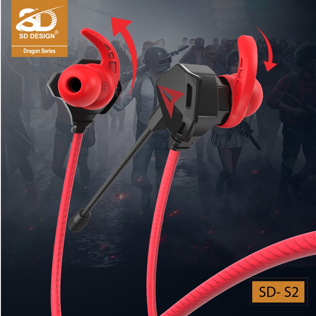 Tai nghe Gaming có mic rời S2 chính hãng SD DESIGN chuyên dùng cho game thủ PC PUBG/ROS/FreeFire, chân Jack cắm 3.5mm