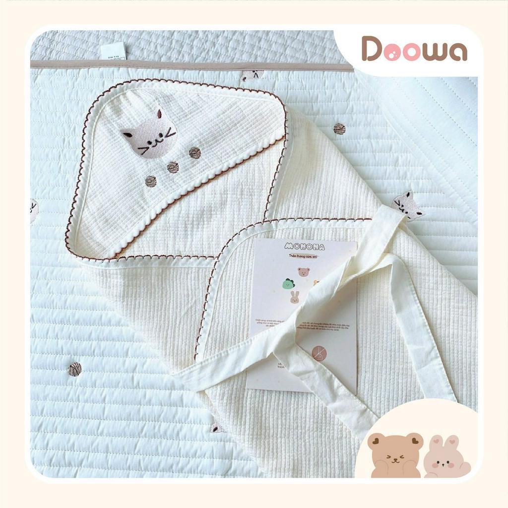 Ủ choàng đón bé, ủ choàng xô đón bé Molli/Monona họa tiết dễ thương, thoáng mát giúp bé ngủ ngon giấc