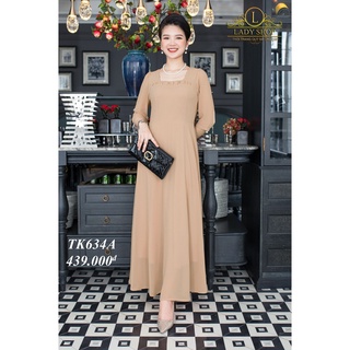 Váy đầm maxi voan thiết kế nhún ngực hè 2021 thời trang trung niên Ladyshop TK634