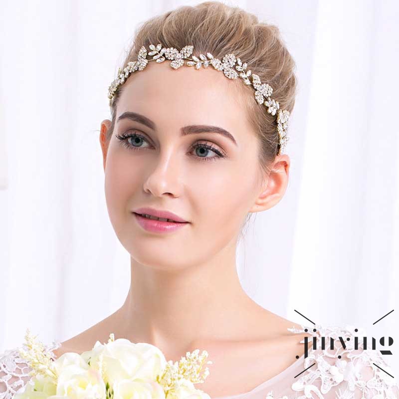 GETNOIVAS ❤S Wind New The Europe and The United States Beam Bridal Wedding Hair Accessories Shiny Clover Rhine