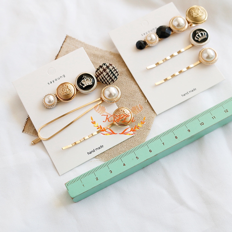 Bộ 8 Kẹp Tóc Đính Ngọc Trai Phong Cách Hàn Quốc Cho Nữ