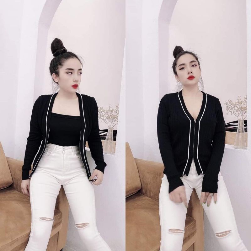 Áo khoác Cardigan len montogi khóa kéo hot hit ( Hàng sẵn )