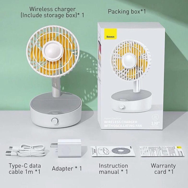 Quạt để bàn thông minh hỗ trợ sạc không dây Baseus Hermit desktop wireless