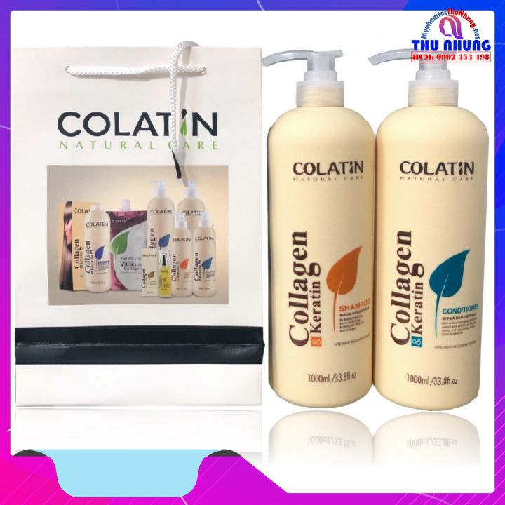 Bộ dầu gội xả dưỡng chất tơ tằm Collagen COLATIN Shampoo & Conditioner 1000ml