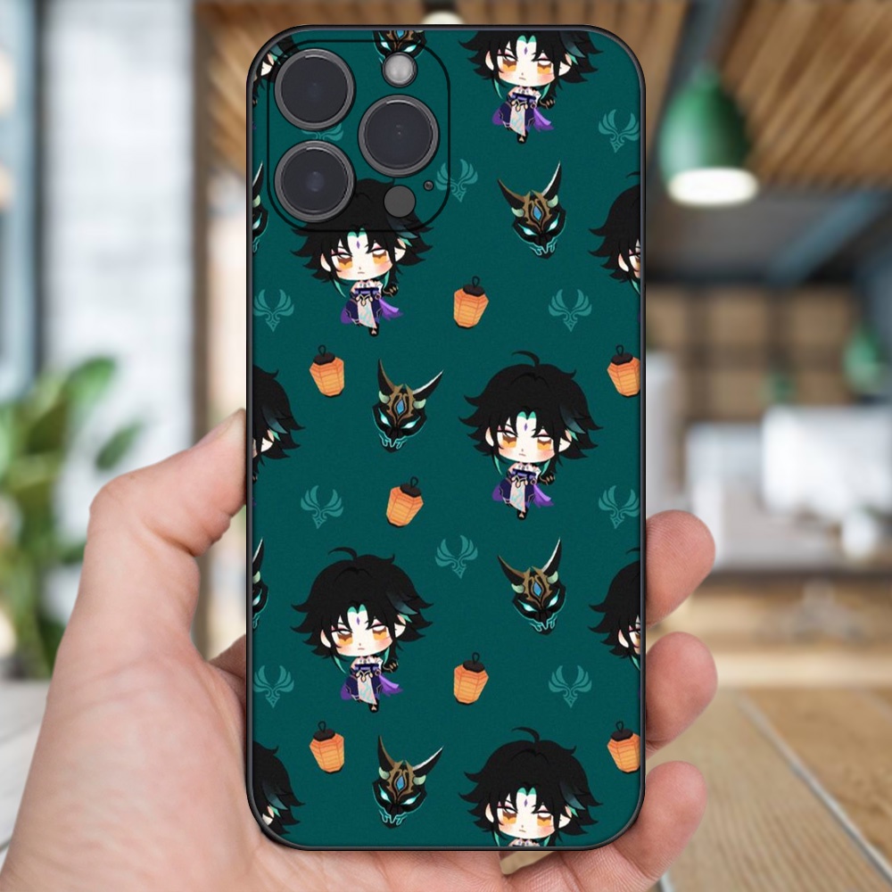 Ốp lưng iPhone 13 Pro Max dẻo đen cạnh vuông in hình Xiao Genshin Impact