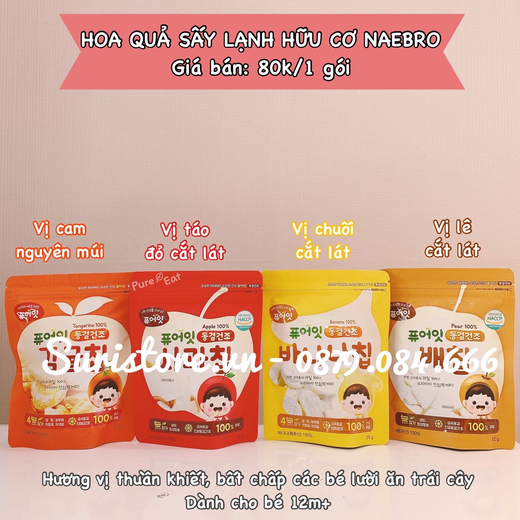 Phô mai hoa quả sấy lạnh hữu cơ Naebro Pure Hàn Quốc cho bé ăn dặm