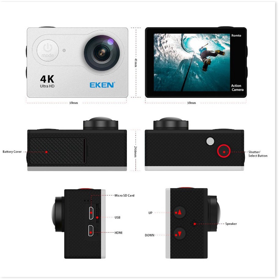 Camera Eken H9R Bản Mới Nhất Version 8.1 20MP- Chính Hãng Bảo Hành 12 Tháng
