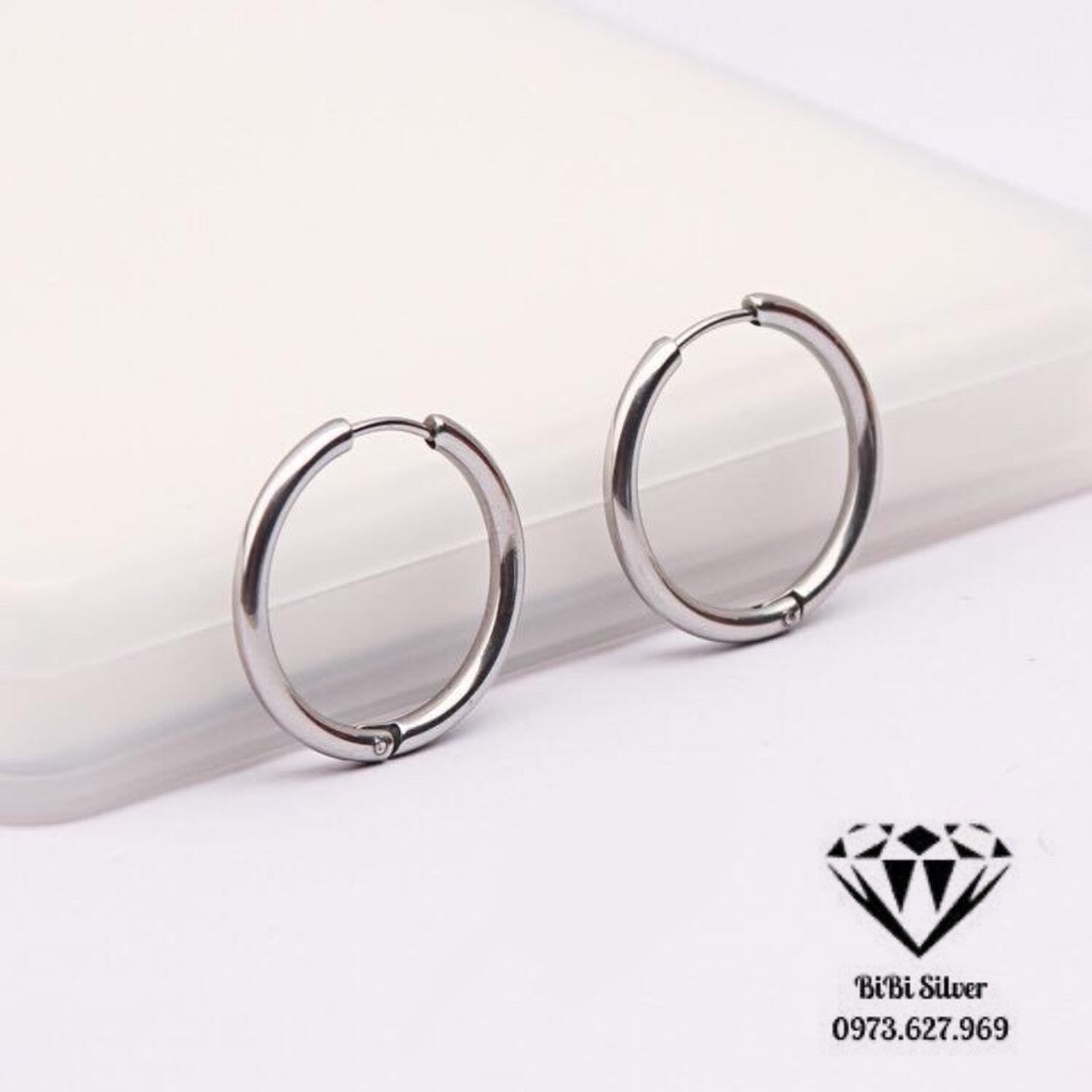 Bông tai bạc Bibi - Khuyên tai vòng tàu cá tính dành cho cả nam và nữ