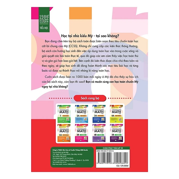 Sách song ngữ tự học cho học sinh Tiểu học: Chinh phục Toán tư duy Mỹ - Common Core Math (2A +2B)