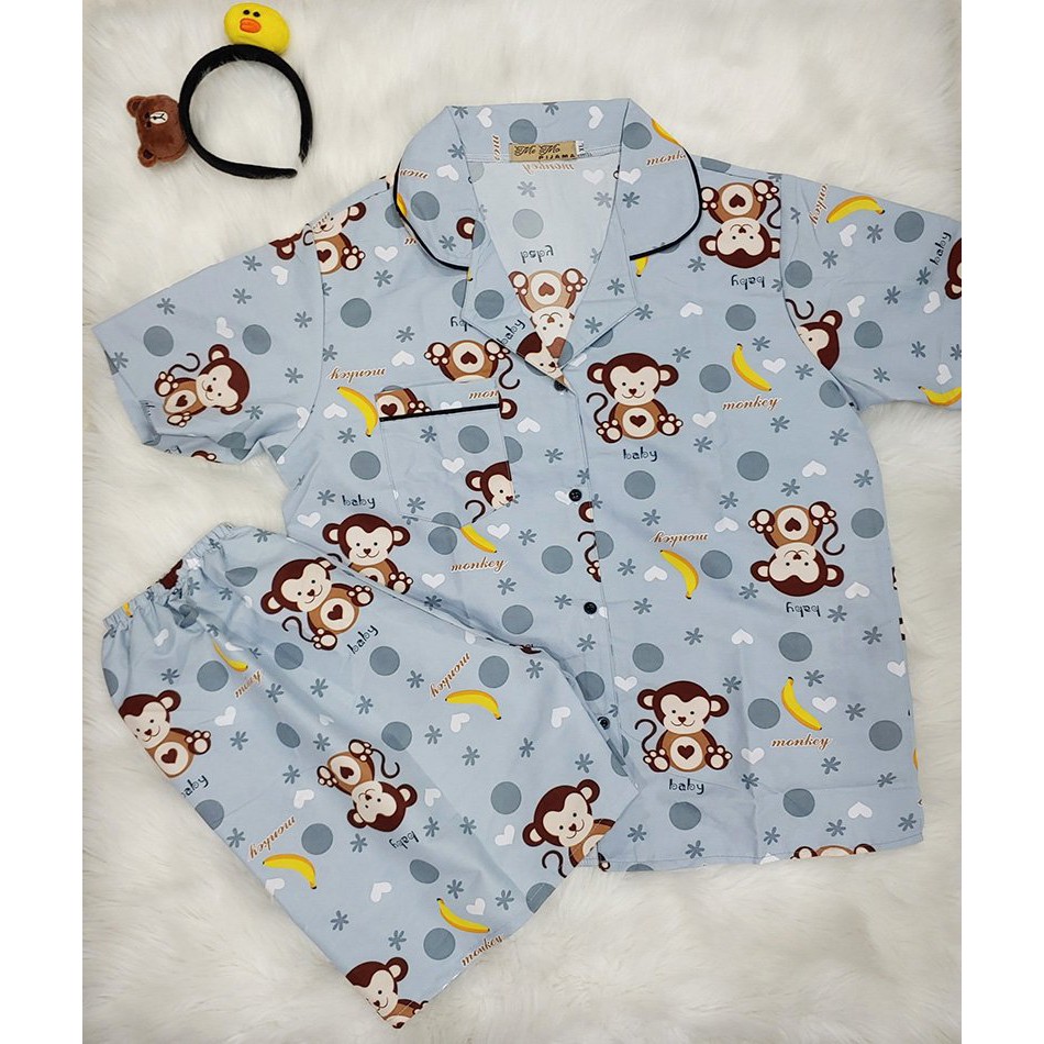 Đồ Bộ Pijama Kate Thái Bigsize Cao Cấp Hình Dễ Thương Tay Ngắn Quần Đùi Dưới 85KG