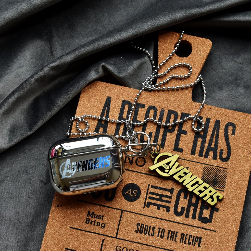 Vỏ Bảo Vệ Hộp Sạc Tai Nghe Bluetooth AirPods 1 2 pro 3 2021 gen3 Bằng PC Cứng Mạ Điện Họa Tiết Avengers Đơn Giản